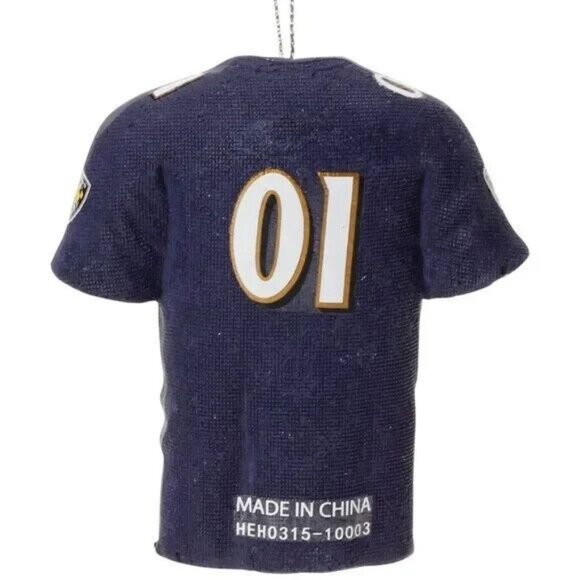 NFL Baltimore Ravens Jersey Christmas Ornament Team Logo Number 01 Holiday NEW - Picture 3 of 5